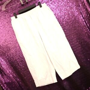 STRETCH COTTON PANTS 14 Alfred Dunner White Summer Light Picnic Capri Beach